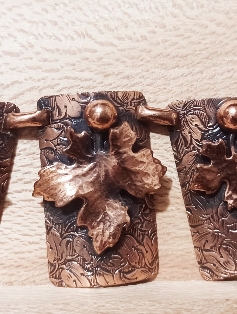 vintage Renoir copper leaf panel necklace is a mid-century modern